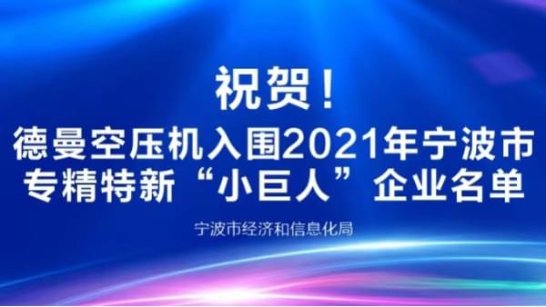 祝賀！德曼登榜2021年寧波專精特新“小巨人”企業(yè)